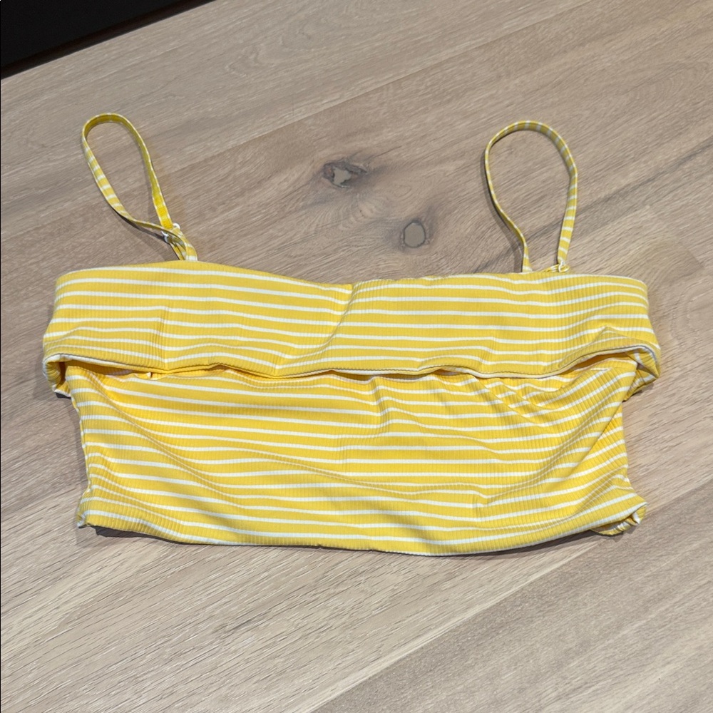 Yellow Striped Bandeau Bikini Top